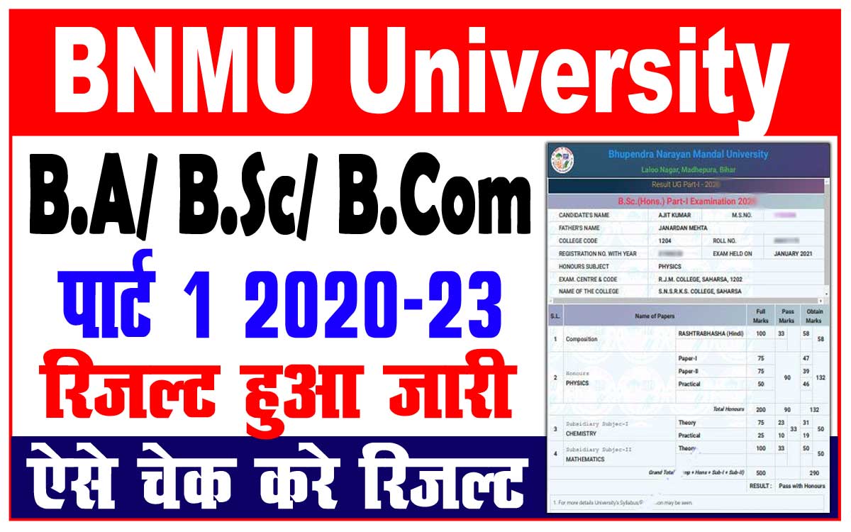 BNMU Part 1 Result 2022 - How To Check Result & Marksheet Download ...