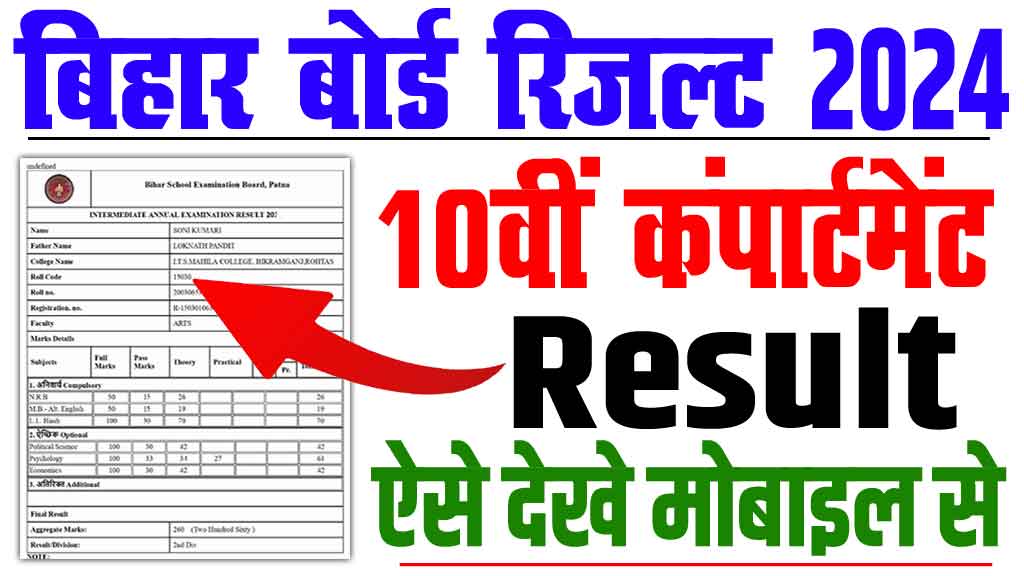 Bihar board 10th compartment result 2024