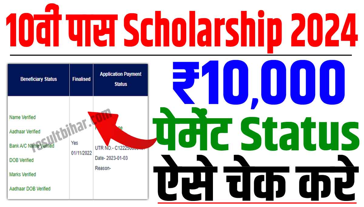 Bihar board 10th pass scholarship status check 2024