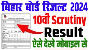 Bihar board 10th scrutiny result 2024 | बिहार बोर्ड 10वीं स्क्रूटनी रिजल्ट जारी : very useful