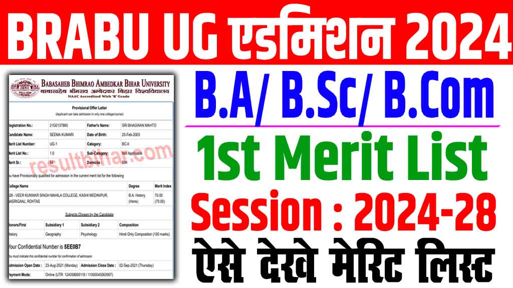 BRABU UG 1st Merit List 2024-28