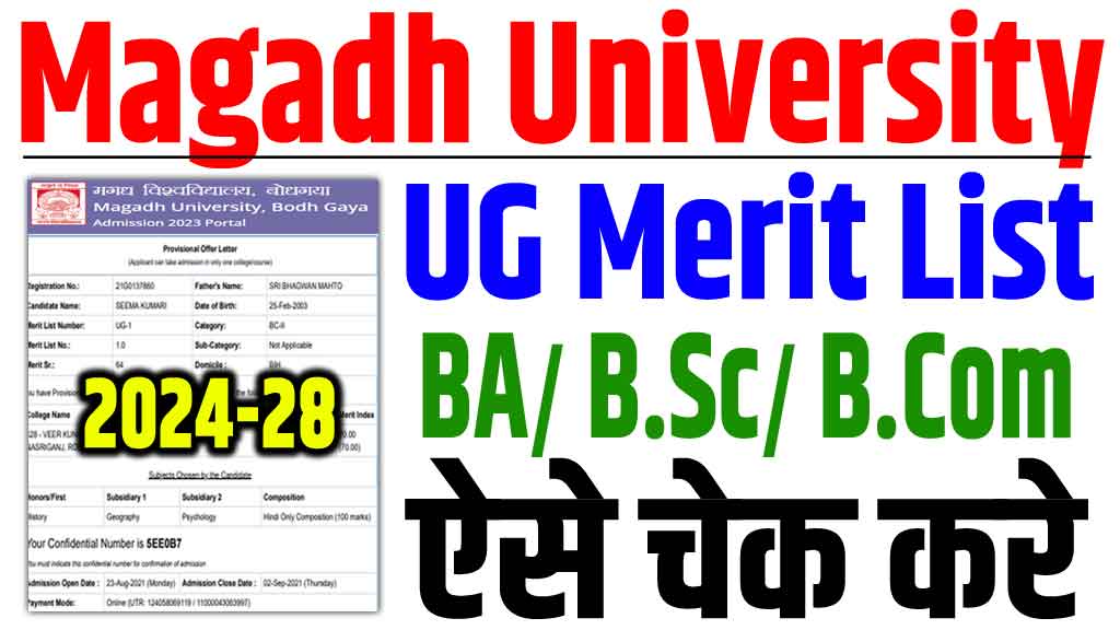 Magadh university ug merit list 2024-28