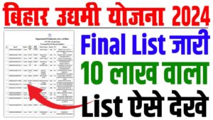 Bihar udyami yojana selection list 2024 | बिहार उद्यमी योजना सिलेक्शन लिस्ट जारी : very useful